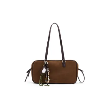 MCMIKO Cow Leather Patchwork With Artificial Leather Shoulder Bag Women's Suede Khaki