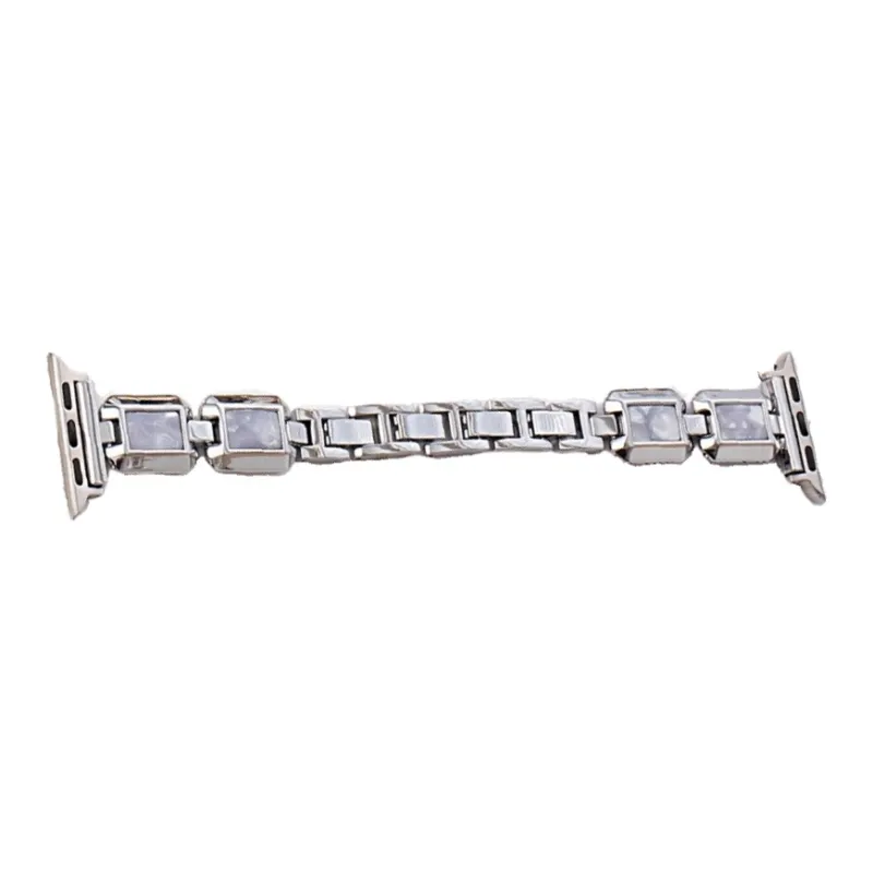 Warbler Dew Compatible With Apple Watch Apple Watch Band S9/S8/SE/7/6/5/4/3 Gold Alloy Block Silicone Strap-14