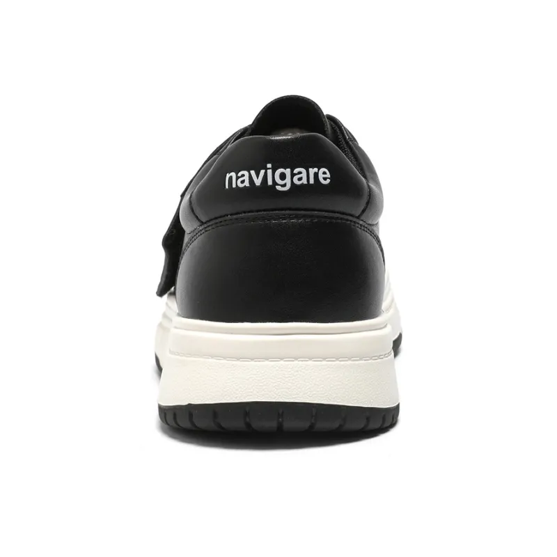 NAVIGARE Small Sailboats Height Increasing Low Top Skateboard Shoes Men's Black-3