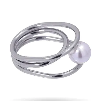 ANARTXY Steel Pearl Rings Women's Silver