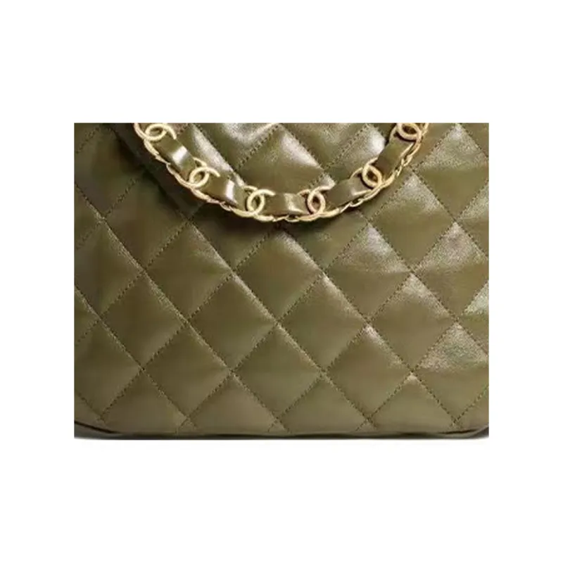 CHANEL 22K Autumn And Winter Sheepskin Hippie Bag Shoulder Tote Tubas Women's Olive Green-2