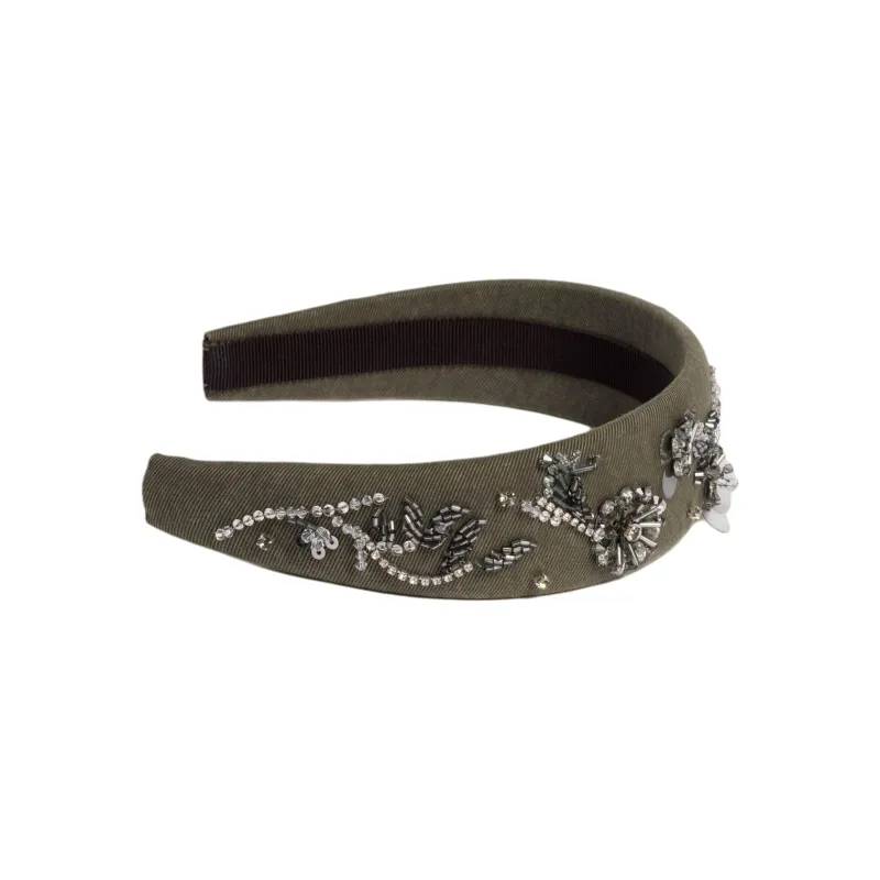 MIU MIU Cotton Headbands Unisex Olive Green-2