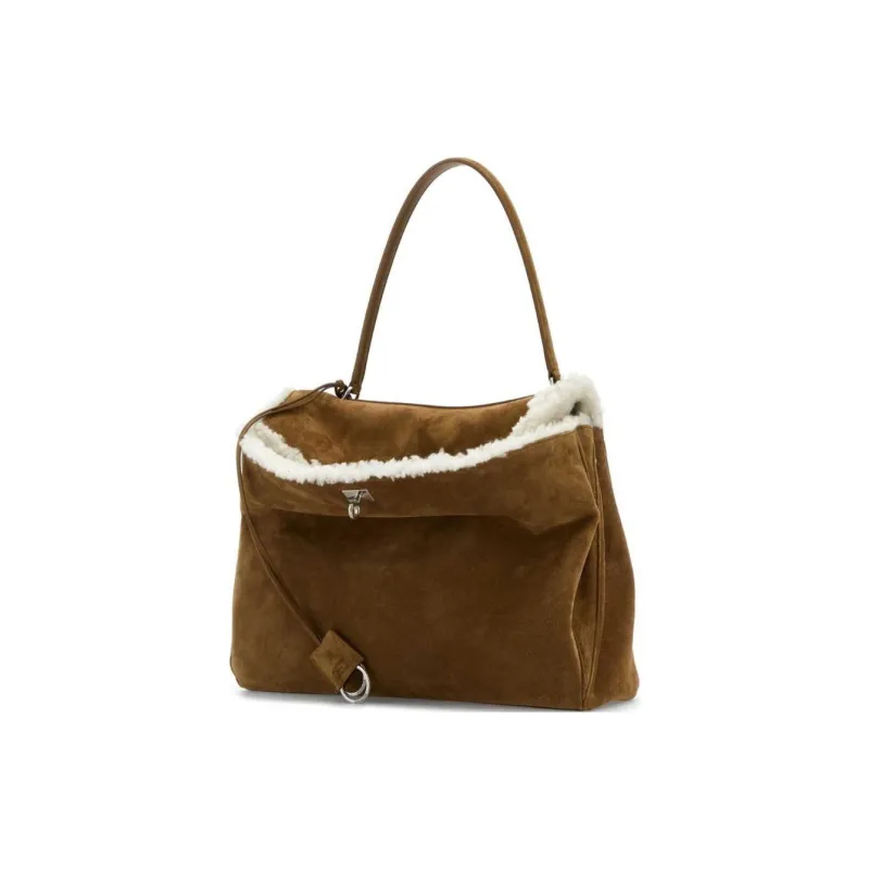 Balenciaga Suede Handbag Tubas Women's Umber-1