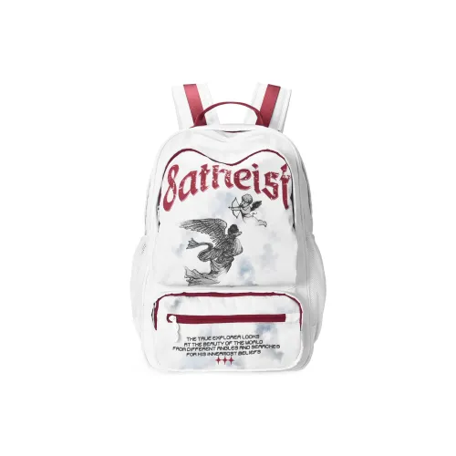 8atheist Polyester Backpack Unisex White