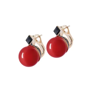 GIORGIO ARMANI Tamara Earrings In 18k Gold Sapphires And Carnelian