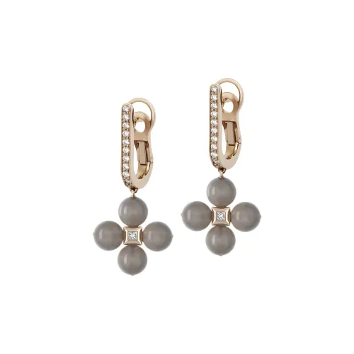 GIORGIO ARMANI 18k Gold Diamond And Moonstone Gioia Pendant Earrings