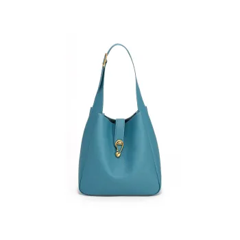 Simedin Cow Split Leather Bucket Bag Shoulder Bag Large Size Women's Bondi Blue/Elephant Gray