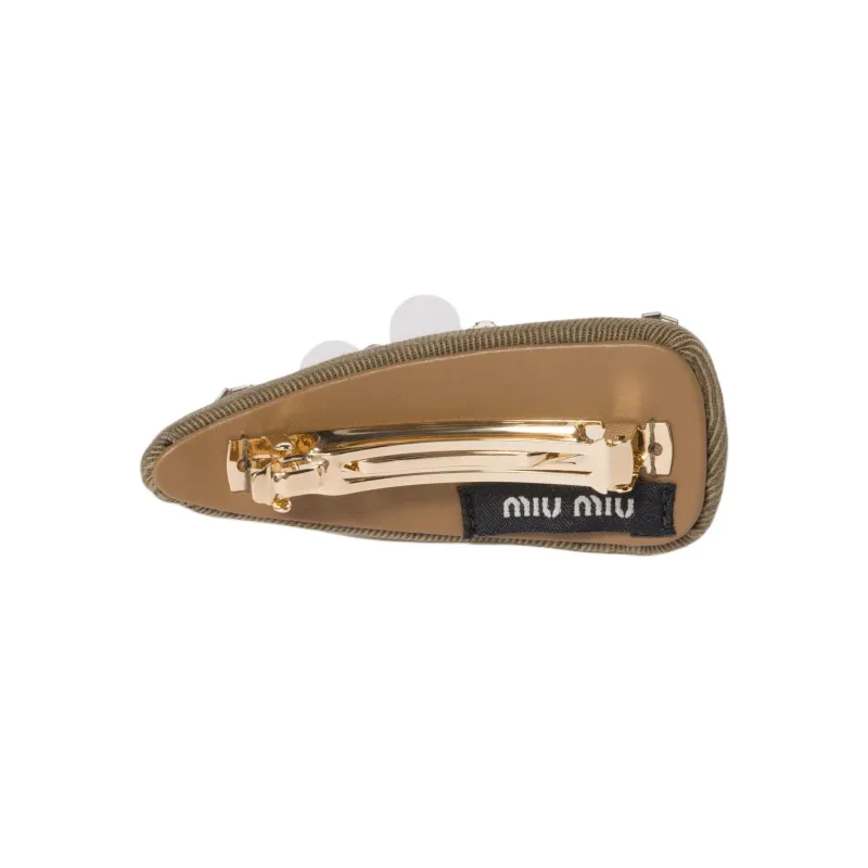MIU MIU Lambskin Hair Clips Unisex Tundra-1