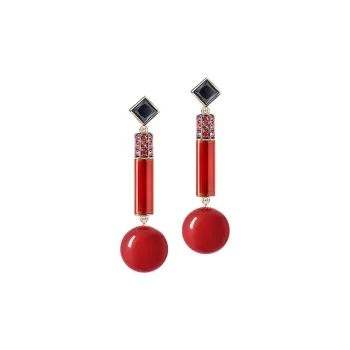 GIORGIO ARMANI Tamara Pendant Earrings In 18k Gold Sapphires And Carnelian