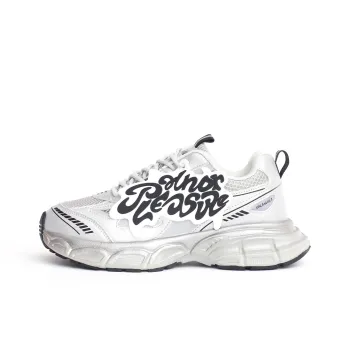 PAIN OR PLEASURE Anti Slip Wear Resistant Low Top Chunky Sneakers Unisex Silver