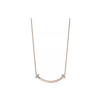 TIFFANY & CO. T Diamond 0.19 Ct Necklaces Unisex Rose Gold