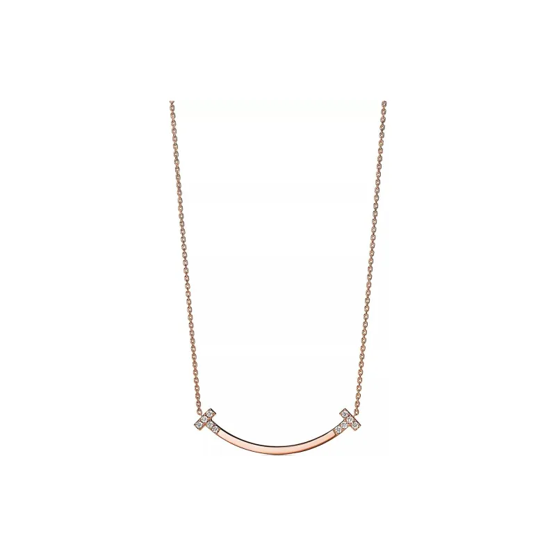 TIFFANY & CO. T Diamond 0.19 Ct Necklaces Unisex Rose Gold-0