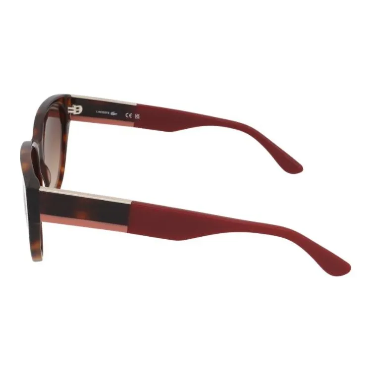LACOSTE Plastic Oval Sunglasses Women's Brown-3
