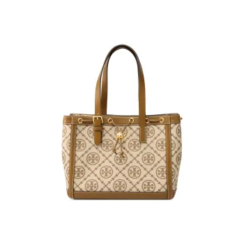 TORY BURCH T Monogram Leather Tote Bag Shopping Bag Shoulder Bag Handbag Small Size Women's Brown