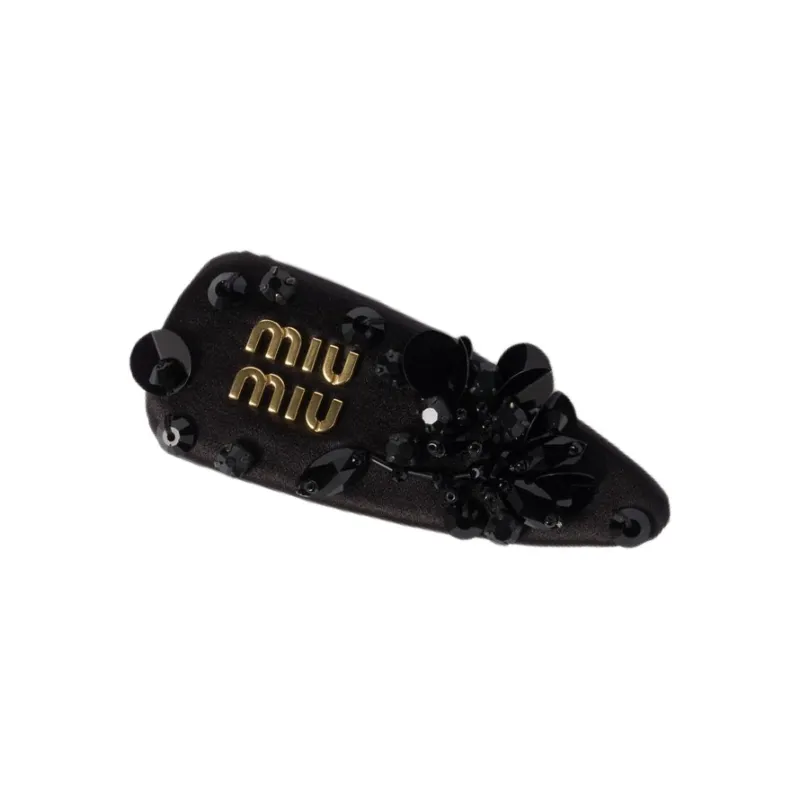 MIU MIU Silk Hair Clips Unisex Black-2