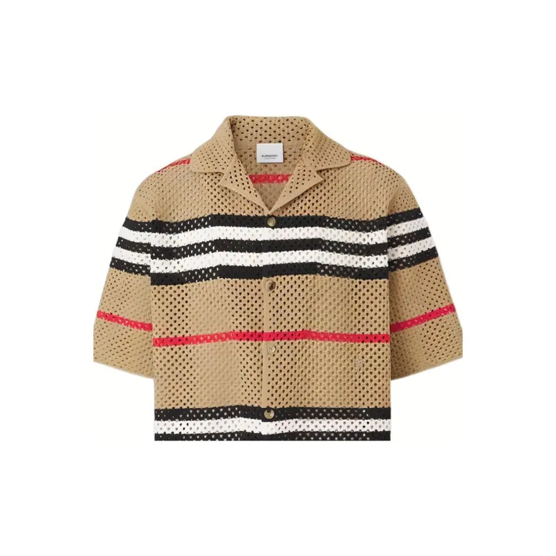 Burberry Icon Stripe Pointelle Knit Shirt-4