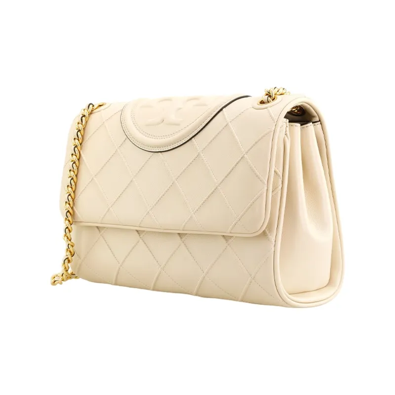 TORY BURCH Fleming Leather Portable Crossbody Bag Shoulder Bag Women's Cream-1