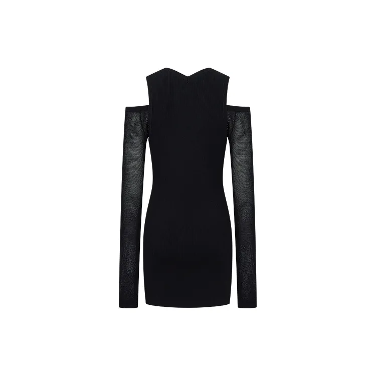 URBAN REVIVO x UR SHEJISHI Long Sleeved Dress Women's Jet Black-1