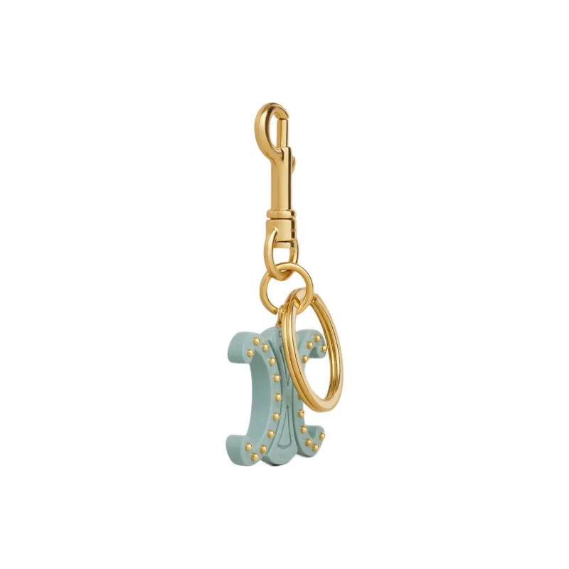 CELINE Triomphe Keyring Charms In Acetate With Gold Finishing-2