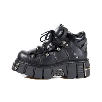 NEW ROCK Slip Resistant High Top Casual Shoes Unisex Black