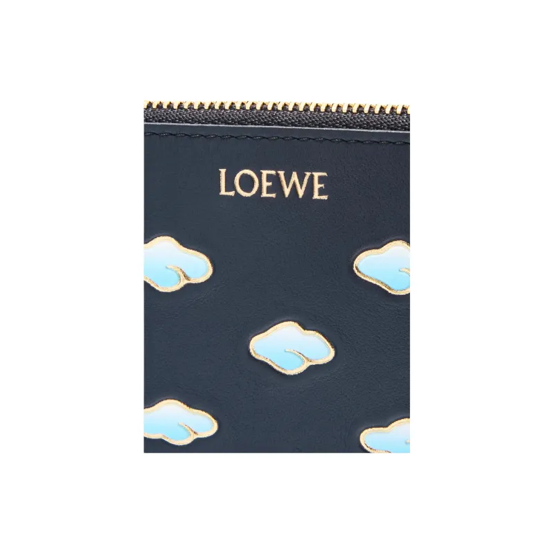 LOEWE Cow Leather Card Holder Women's Blue-3