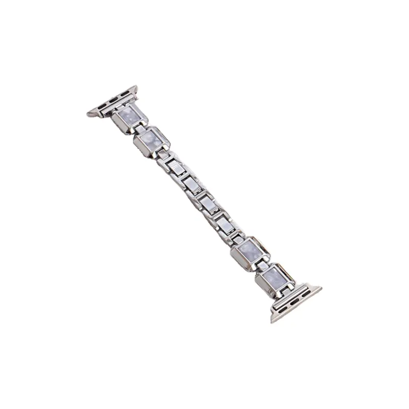 Warbler Dew Compatible With Apple Watch Apple Watch Band S9/S8/SE/7/6/5/4/3 Gold Alloy Block Silicone Strap-12