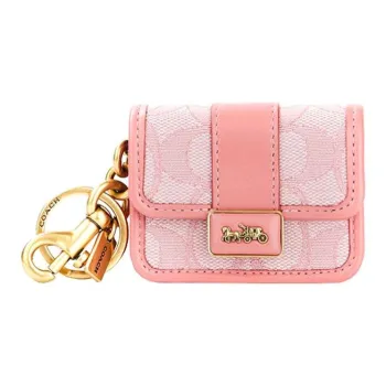 COACH Alie Jacquard Fabric With Cow Leather Pendant Bag Accessory Mini Women's Pink