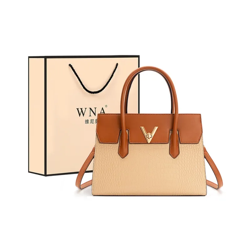 Vigno Synthetic Leather Portable Tote Bag Shoulder Bag Crossbody Bag Regular Women's Apricot-0
