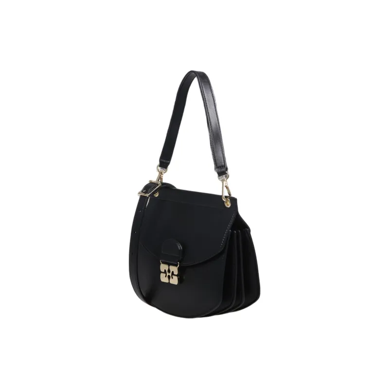 GANNI Leather Shoulder Bag Crossbody Bag Handbag Small Size Women's Black-1