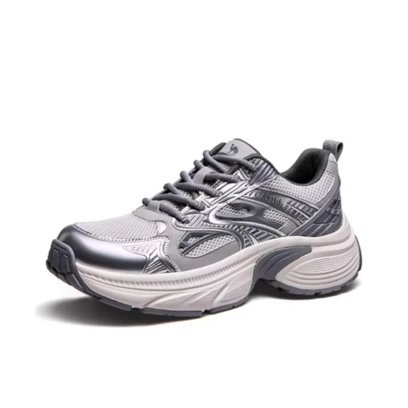 CAMEL Silver Python Anti Slip And Wear Resistant Coverage Low Top Chunky Sneakers Unisex-1