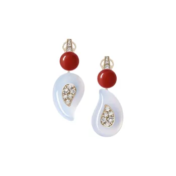 GIORGIO ARMANI Josephine Earrings In 18k Gold Chalcedony Carnelian And Diamonds