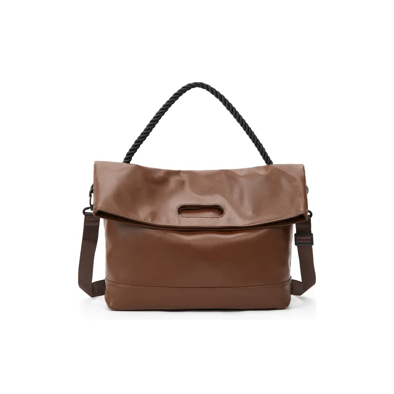 TAKI PU Versatile Commute Travel Shoulder Bag, Crossbody Bag, Handbag Regular Unisex Brown/Black-5