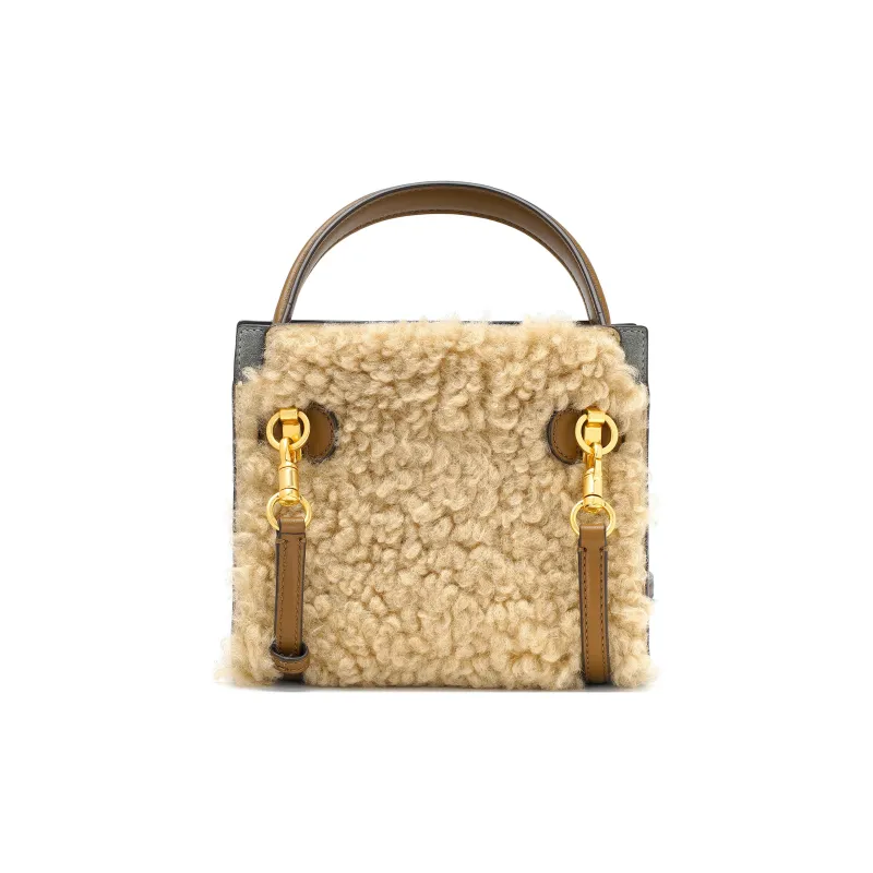 TORY BURCH Lee Radziwill Leather Shoulder Bag Crossbody Bag Handbag Small Size Women's Beige-2