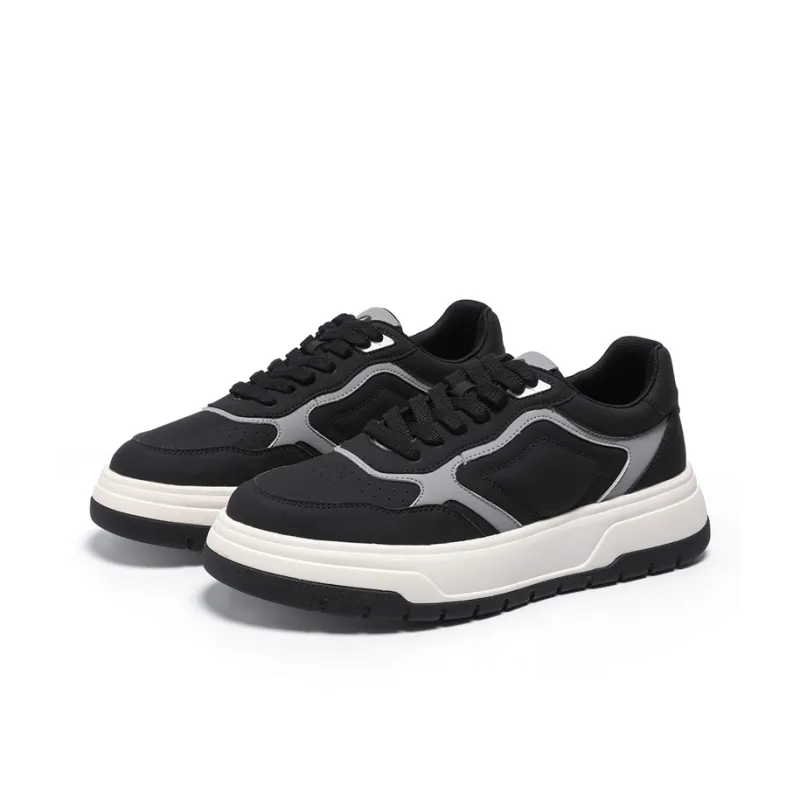 NAVIGARE Small Sailboats Height Increasing Low Top Skateboard Shoes Men's Black-2