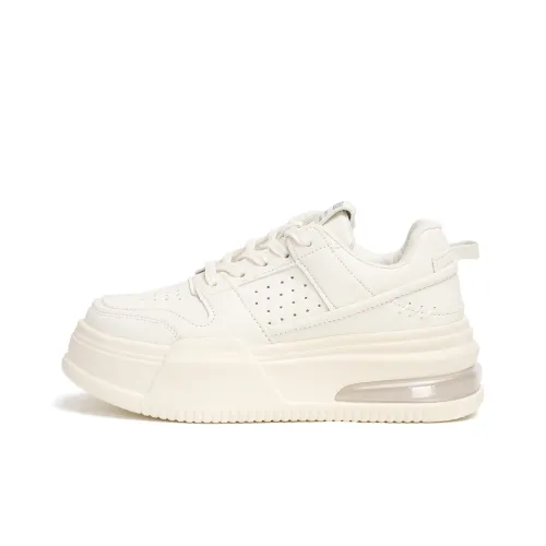 LXVB Slip-Resistant Cushioning Wear-Resistant Height Increasing Skateboard Shoes Women's Beige