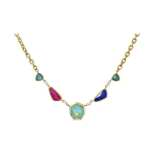 ANARTXY Surgical Steel Gemstone Necklaces Women's Green/White