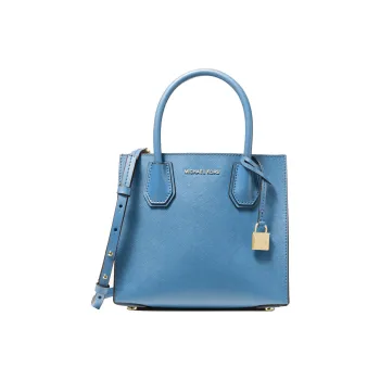 MICHAEL KORS Mercer Cow Leather Trunk Bag Handbag Crossbody Bag Medium Size Women's Lake Blue