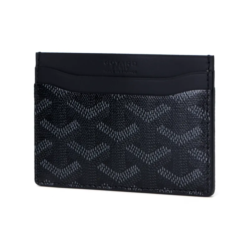 GOYARD Saint Sulpice Canvas With Calfskin Card Holder Card Holder Unisex Pitch Black-1