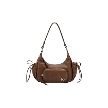 MCMIKO Cow Leather Shoulder Bag Small Size Women's Vintage Brown
