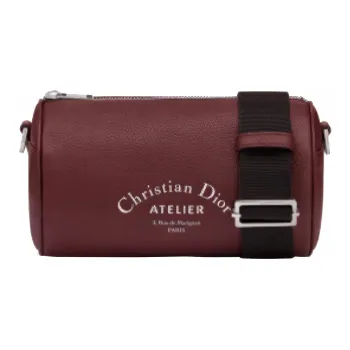 DIOR Calfskin Cylinder Bag Clutch Shoulder Bag Crossbody Bag Men's Burgundy