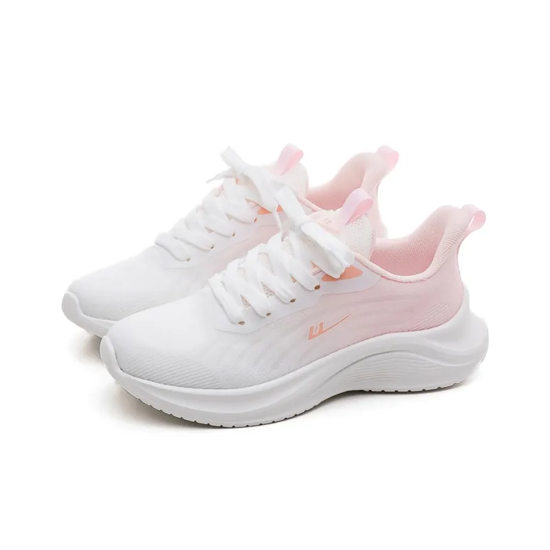 Warrior Lightweight Rebound Low Top Casual Long Distance Running Running Shoes Women's White Pink-2