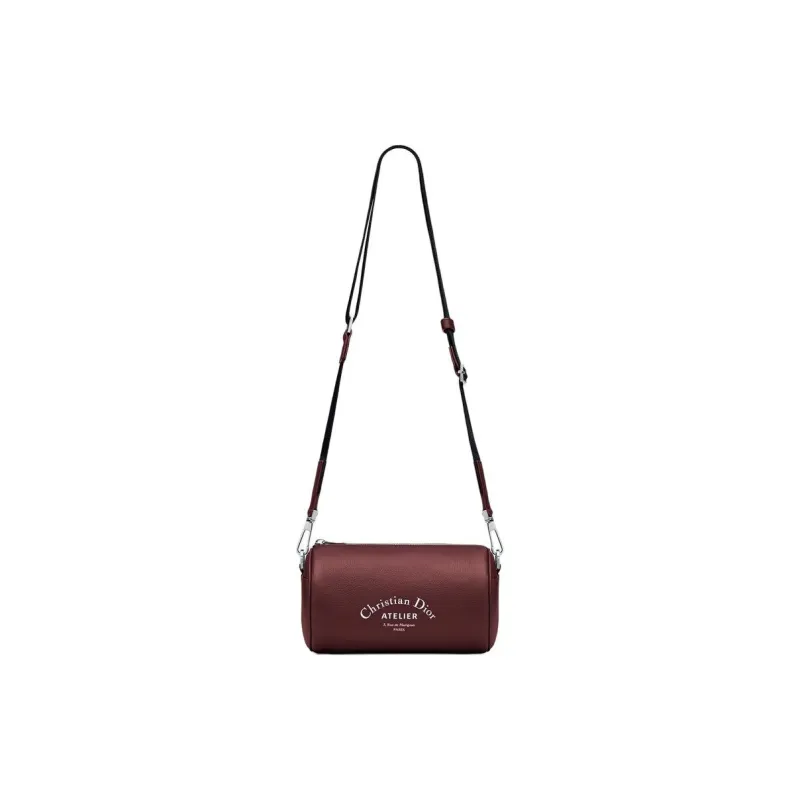 DIOR Calfskin Cylinder Bag Clutch Shoulder Bag Crossbody Bag Men's Burgundy-1