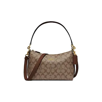 COACH Lewis Leather Shoulder Bag Crossbody Bag Handbag Medium Size Women's Khaki Monogram Color