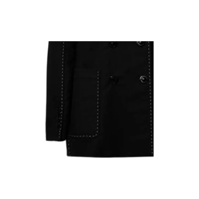 Burberry Topstitched Cotton Pea Coat In Black Coats Women's Black-4