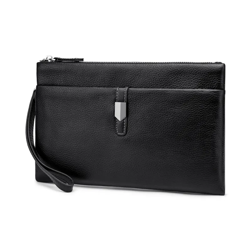 FAIRWHALE Top Grain Cow Leather Clutch Regular Men's Black-1