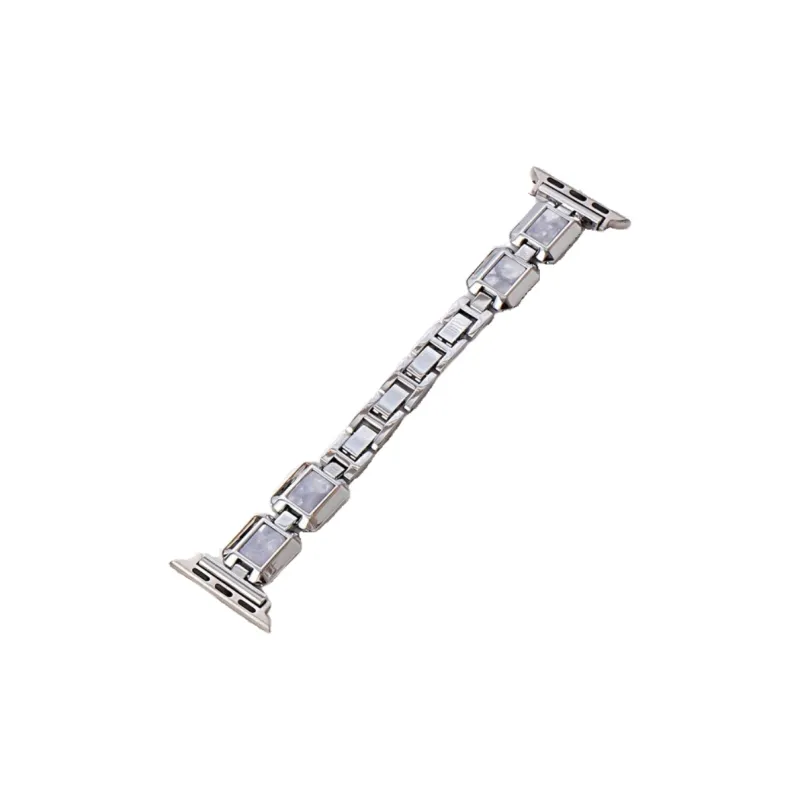 Warbler Dew Compatible With Apple Watch Apple Watch Band S9/S8/SE/7/6/5/4/3 Gold Alloy Block Silicone Strap-13