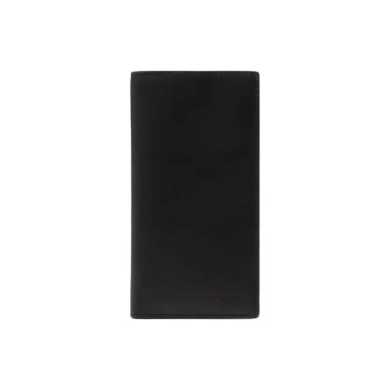 COACH Calfskin Leather Card Holder Clutch Passport Holder Men's Black-0