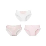 D Set-White Base Bib+Pink Plaid+Pink Lace[Breathable Cotton 3 Pack]