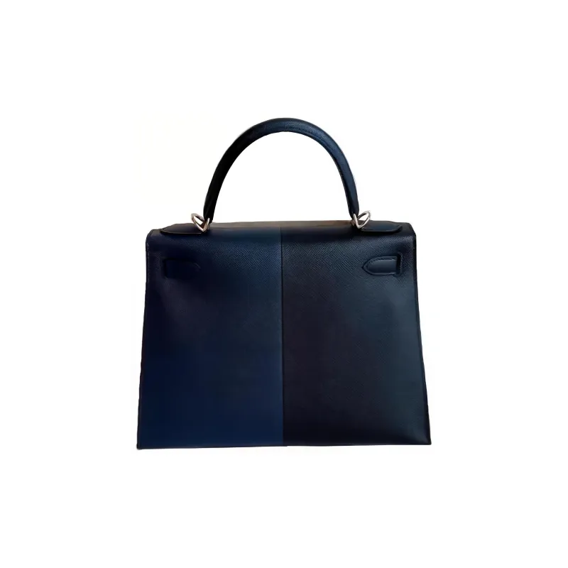 HERMES Kelly Epsom Leather Kelly Bag Handbags Women's Indigo/Black/Frida Blue-1