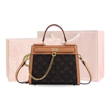 MISS GAIL Synthetic Leather Handbag Regular Women's White/Apricot